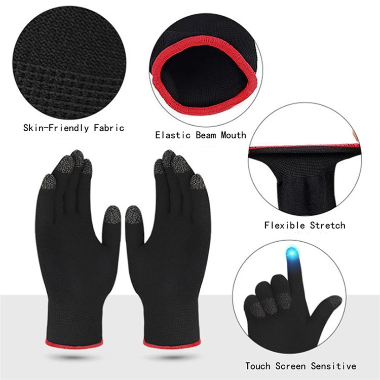 Anti Slip Knitted Black Sweat Proof Full Finger Game Touch Screen Gaming Gloves