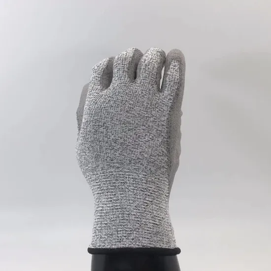 Nmsafety PU-beschichtete Level 5 HPPE Schnittfeste CE-Sicherheitsarbeitshandschuhe